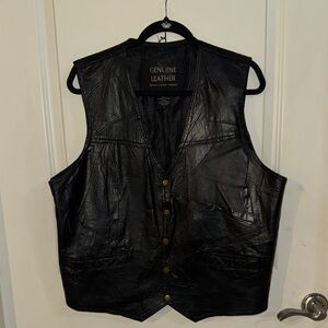 Vintage Navarre Genuine Leather Men's Black Vest - Size Large